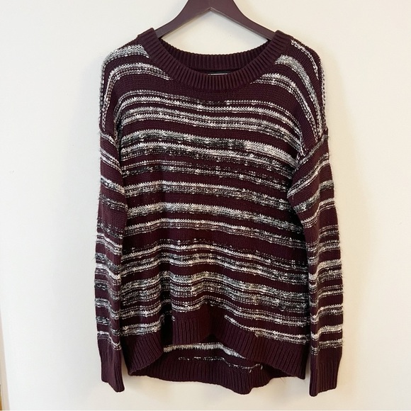 Calvin Klein Women’s Marled Maroon Knit Vintage Sweater Cotton Blend Large - Picture 1 of 8